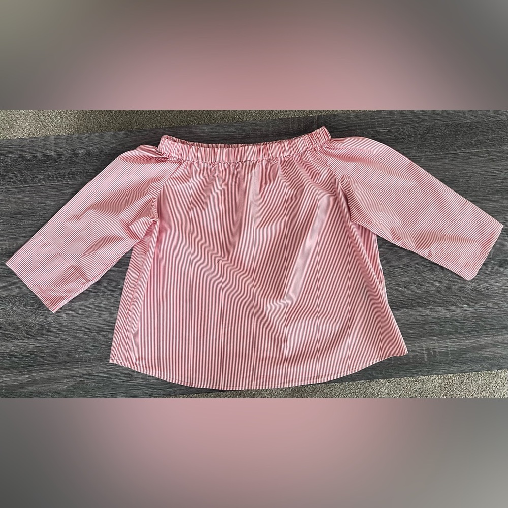 Zac & Rachel Pink 🌺 & White ⚪️ Striped Off-Shoulder Top | Size XL